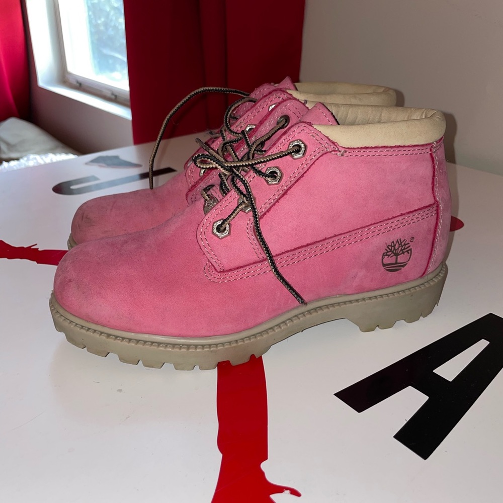 Pink Timberland boots